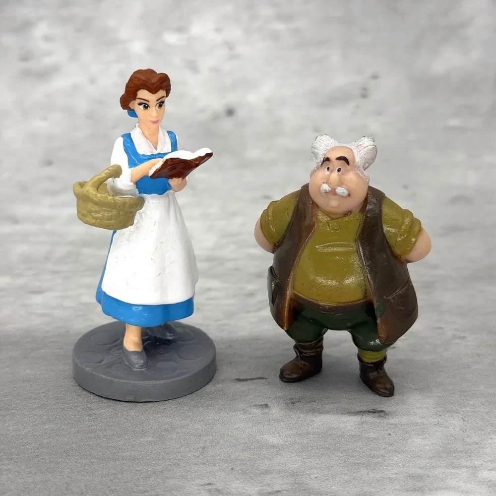 BELLE & MAURICE Figure Set BEAUTY AND THE BEAST Disney Princess PVC TOY Playset!